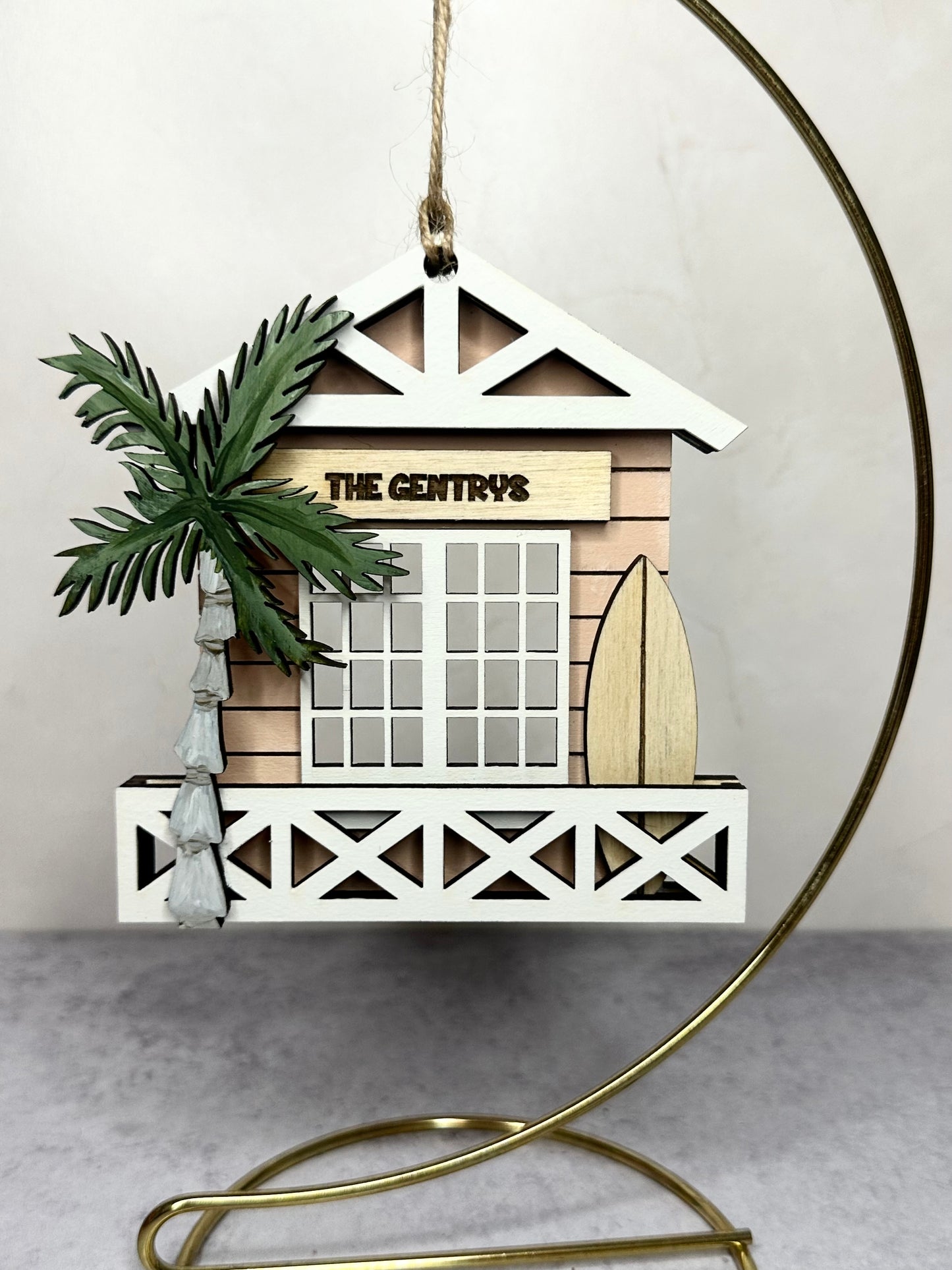 Personalized Beach Hut Christmas Ornament
