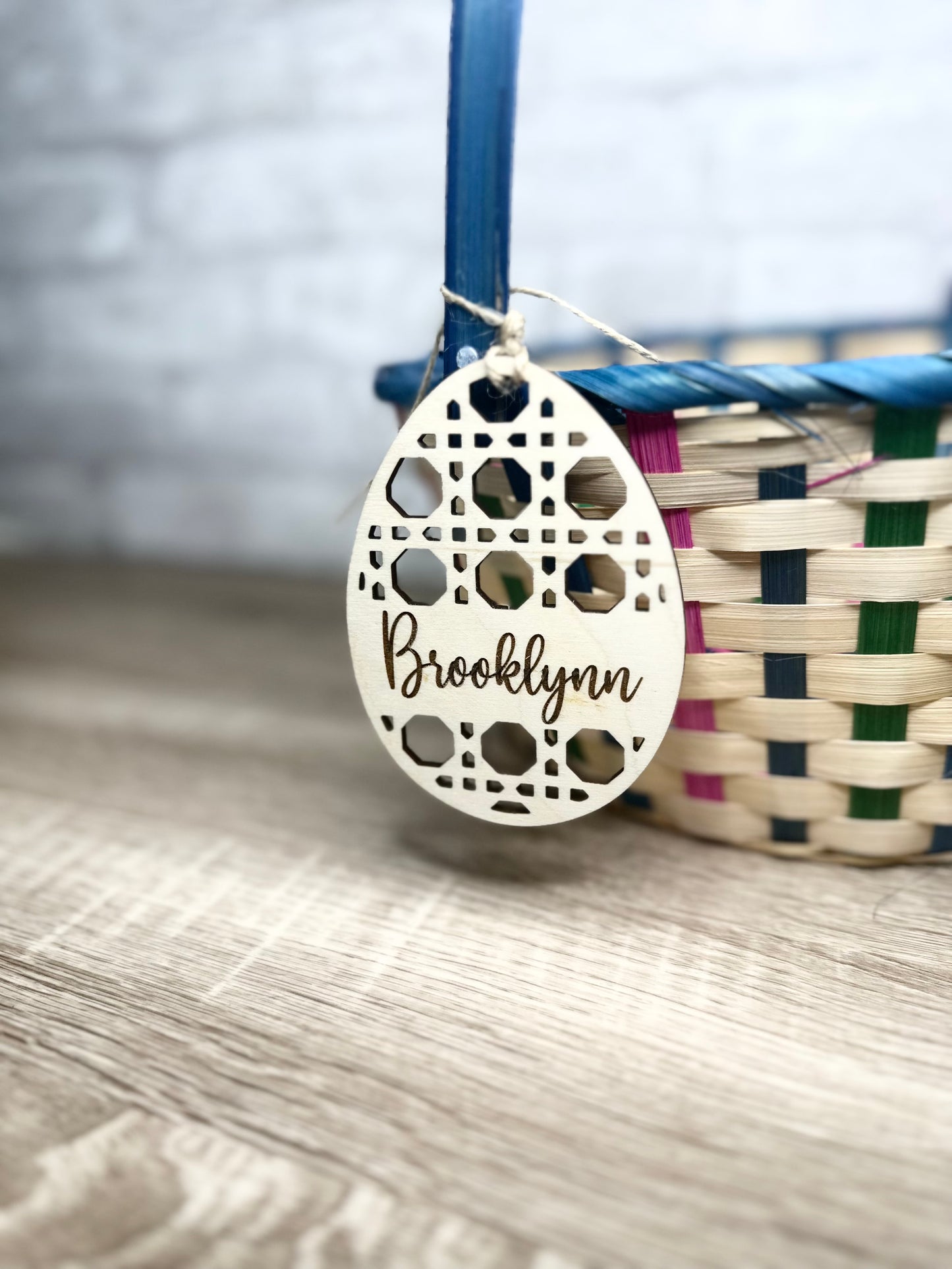 Personalized Easter Basket Tag - Custom Egg Name Tag - Wooden Easter Basket Charm - Kids Easter Gift - Name Tag for Easter Basket - Custom