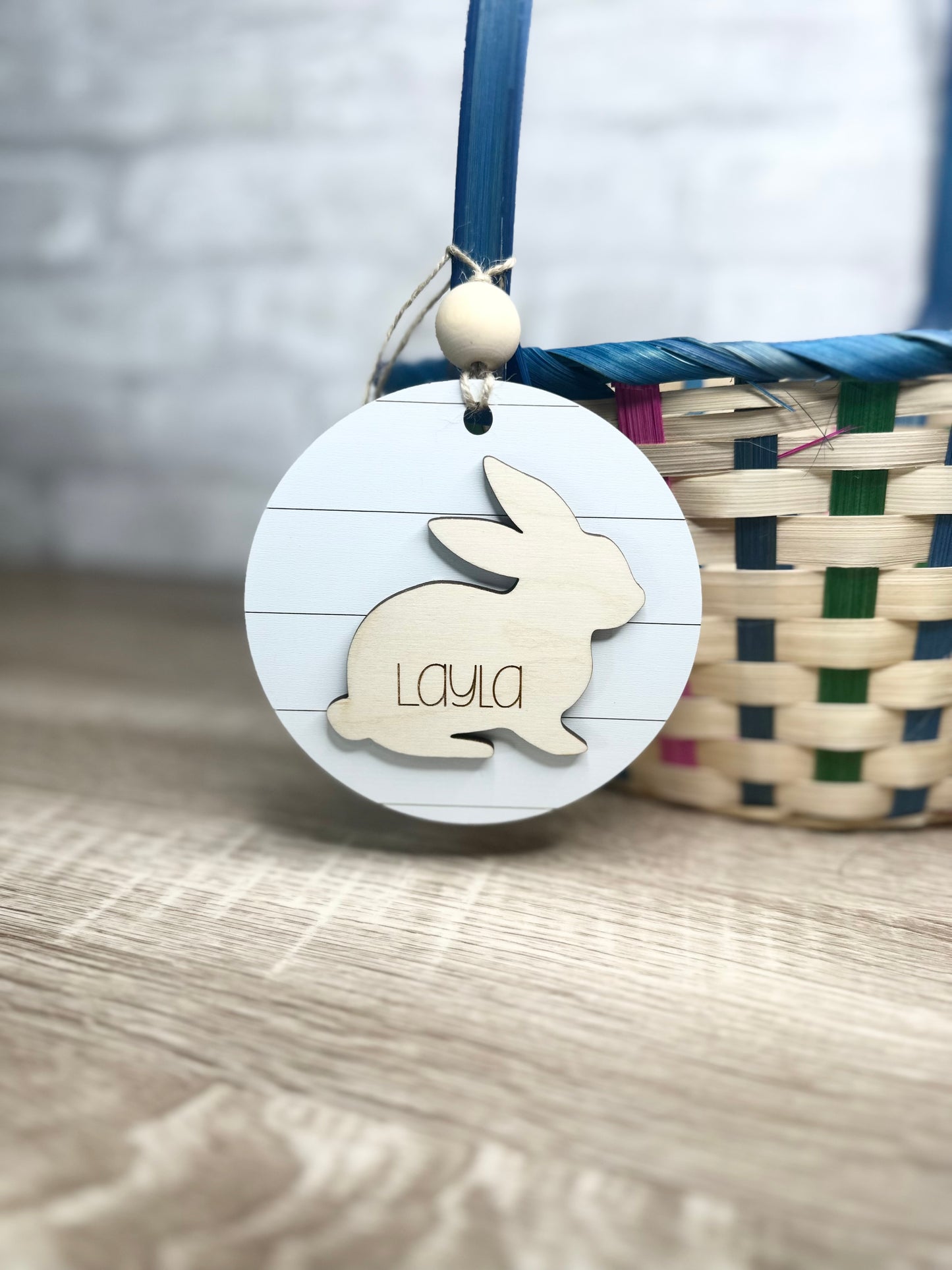 Personalized Easter Basket Tag - Custom Bunny Name Tag - Wooden Easter Basket Charm - Kids Easter Gift - Name Tag for Easter Basket - Custom