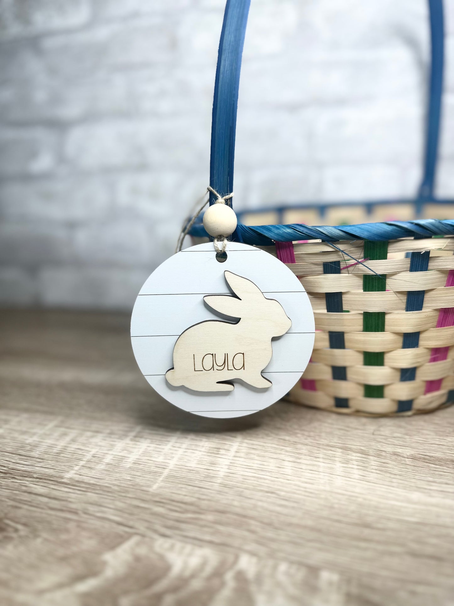 Personalized Easter Basket Tag - Custom Bunny Name Tag - Wooden Easter Basket Charm - Kids Easter Gift - Name Tag for Easter Basket - Custom
