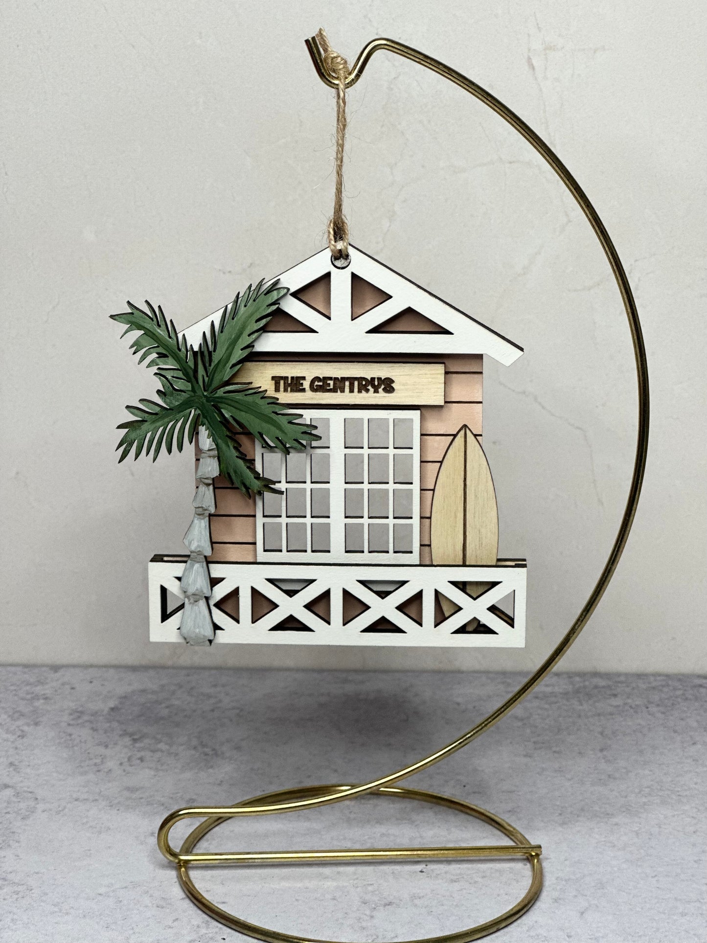 Personalized Beach Hut Christmas Ornament