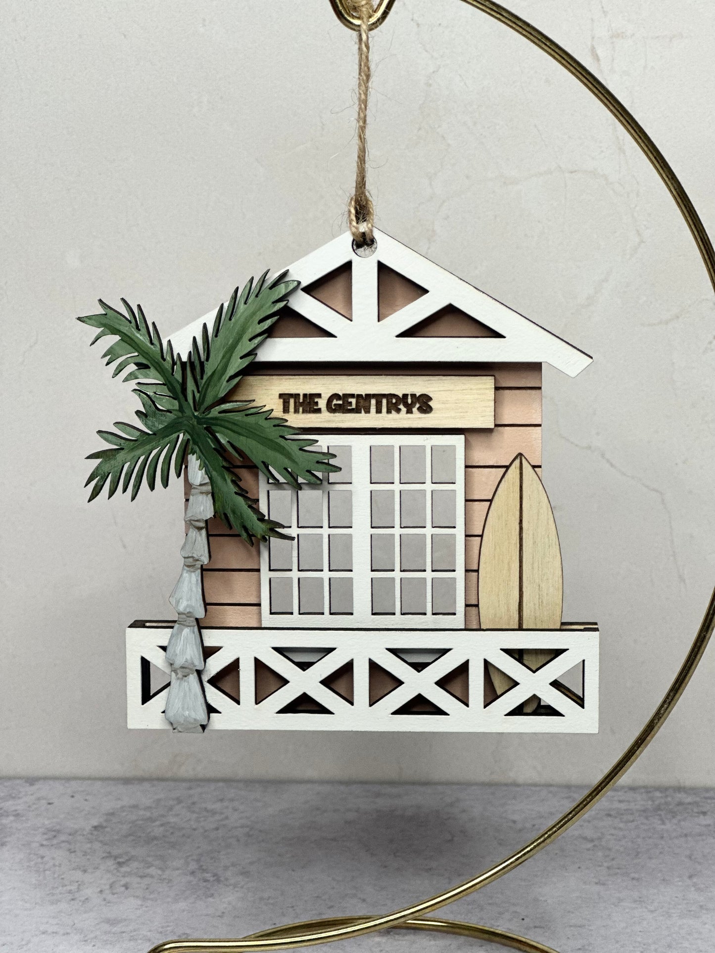 Personalized Beach Hut Christmas Ornament