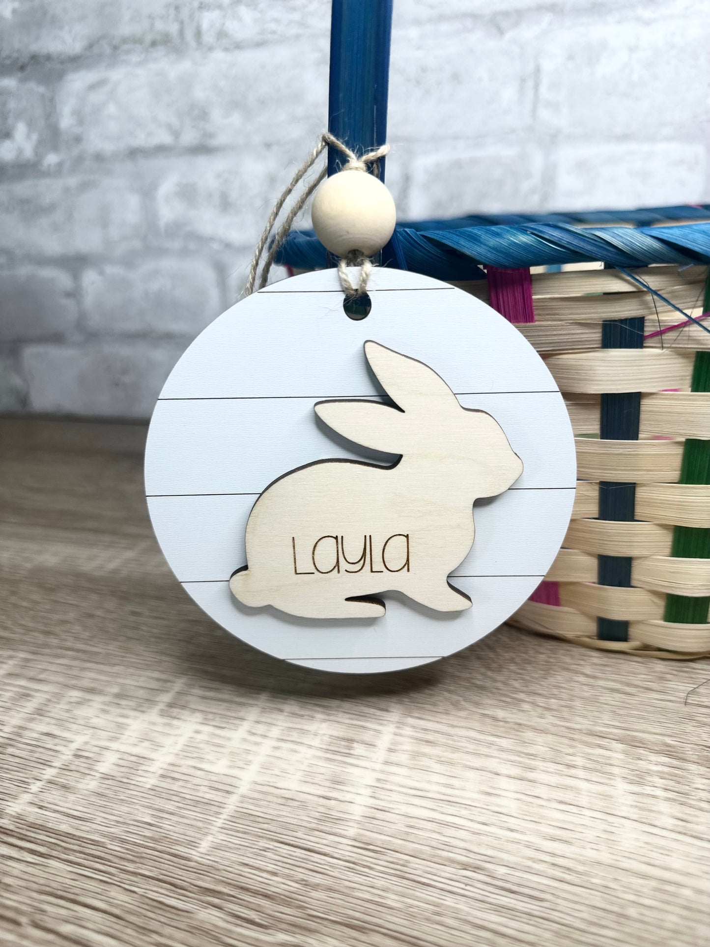 Personalized Easter Basket Tag - Custom Bunny Name Tag - Wooden Easter Basket Charm - Kids Easter Gift - Name Tag for Easter Basket - Custom