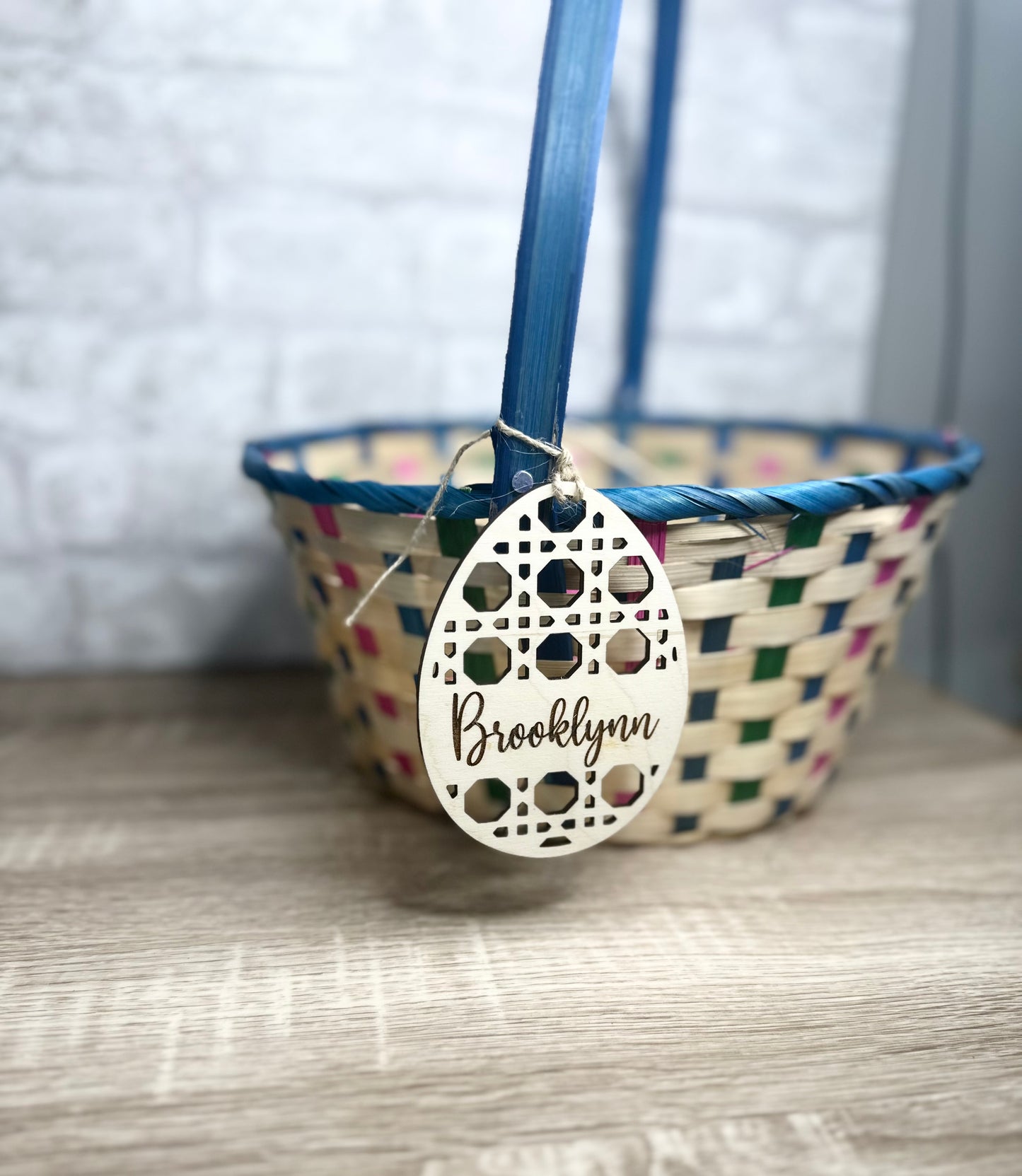 Personalized Easter Basket Tag - Custom Egg Name Tag - Wooden Easter Basket Charm - Kids Easter Gift - Name Tag for Easter Basket - Custom