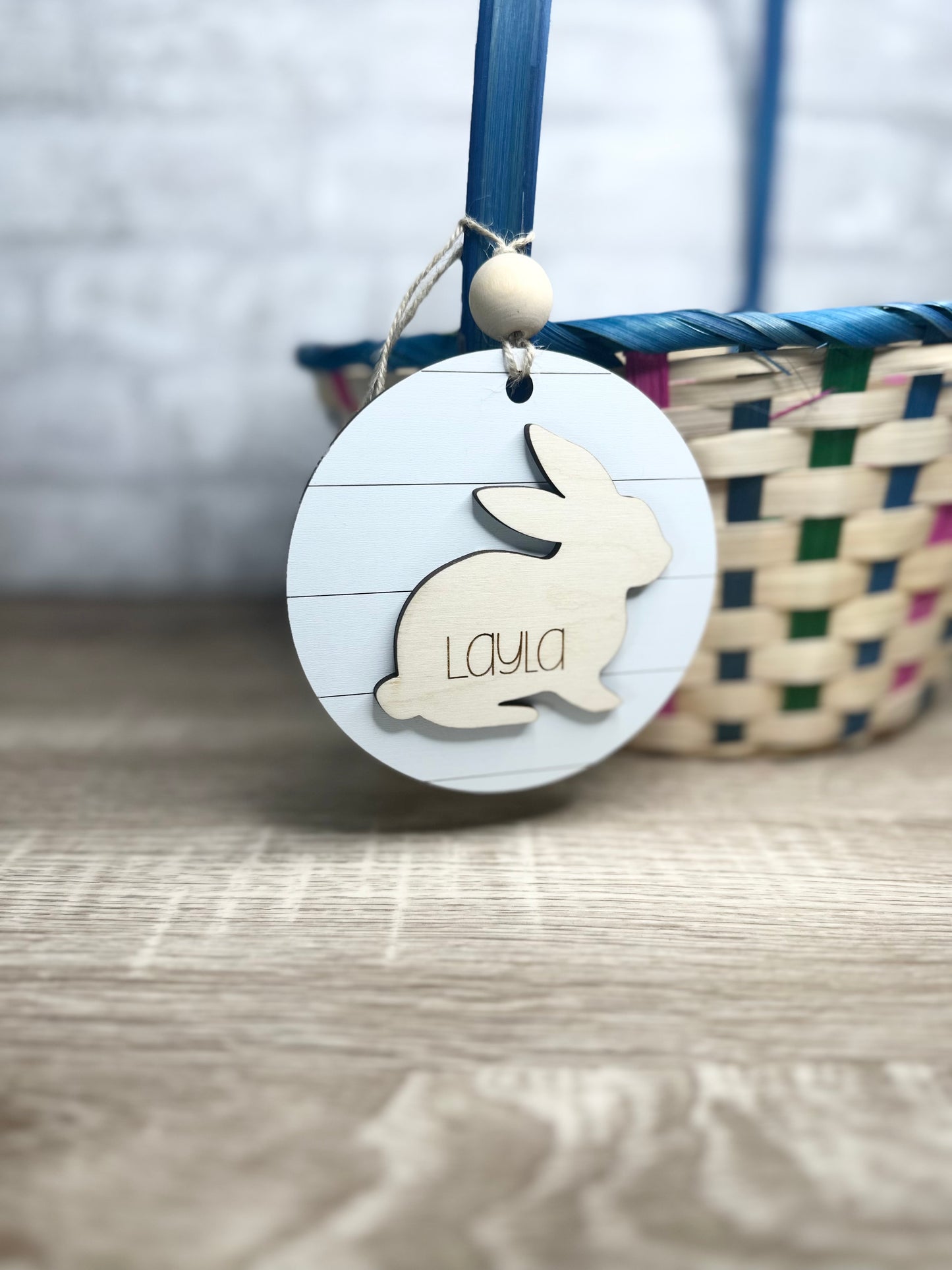 Personalized Easter Basket Tag - Custom Bunny Name Tag - Wooden Easter Basket Charm - Kids Easter Gift - Name Tag for Easter Basket - Custom