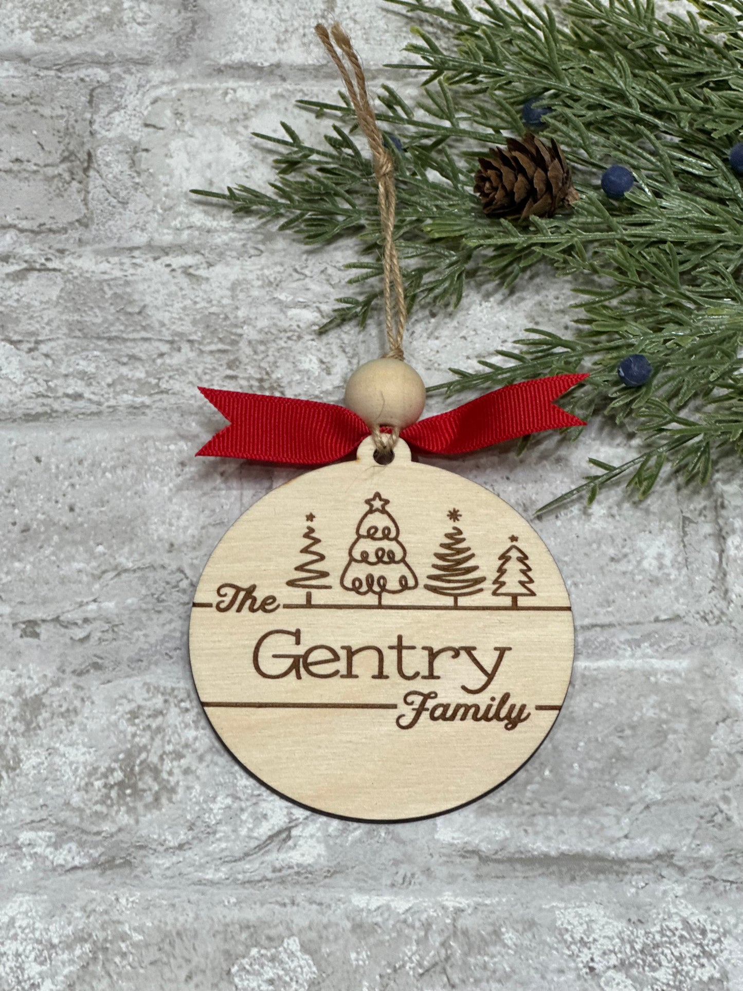 Personalized Family Name Doodle Tree Ornament