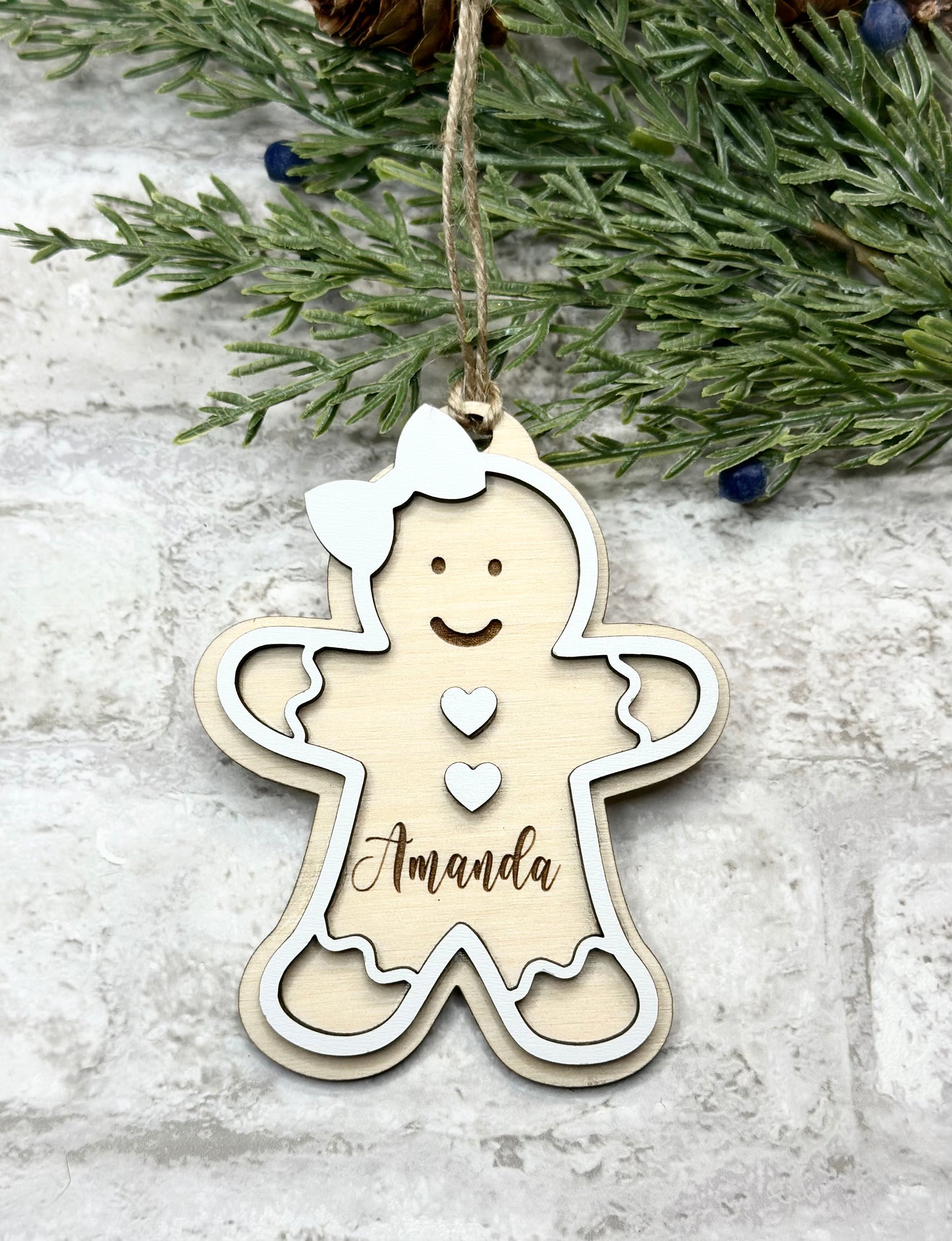Personalized Gingerbread Christmas Ornament Boy or Girl
