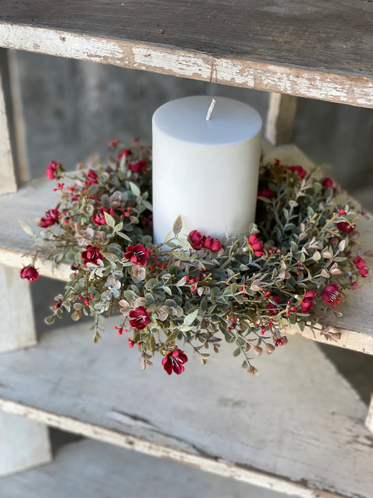 Chalice Blooms Candle Ring - Dark Red 6"