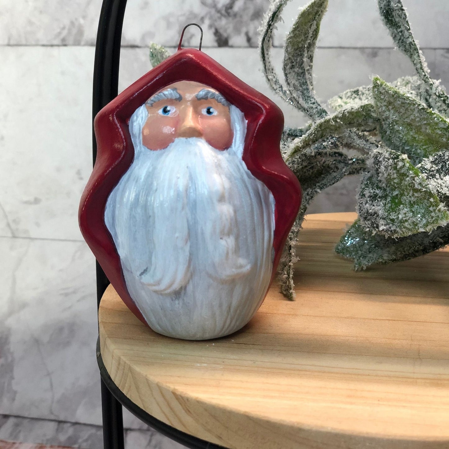 Hand Painted Ceramic Santa Tiered Tray Set | Ceramic Christmas Ornaments | Set of 4