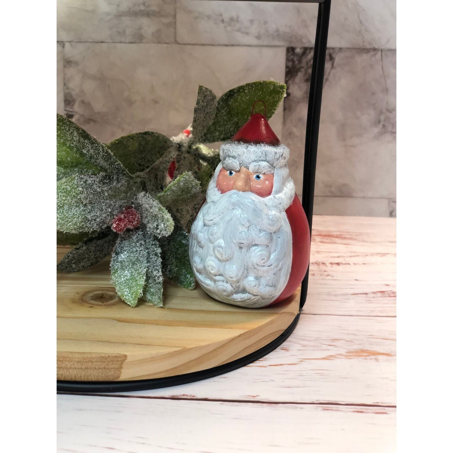 Hand Painted Ceramic Santa Tiered Tray Set | Ceramic Christmas Ornaments | Set of 4