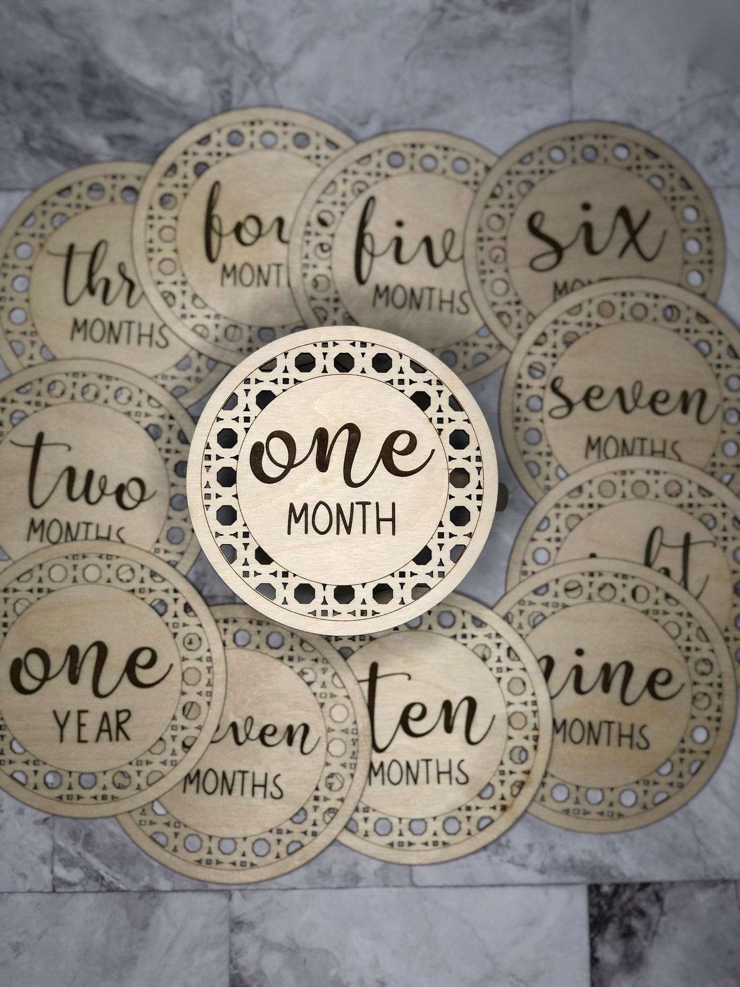 Rattan Baby Photo Milestones | Milestone Photo Prop | Newborn Photo