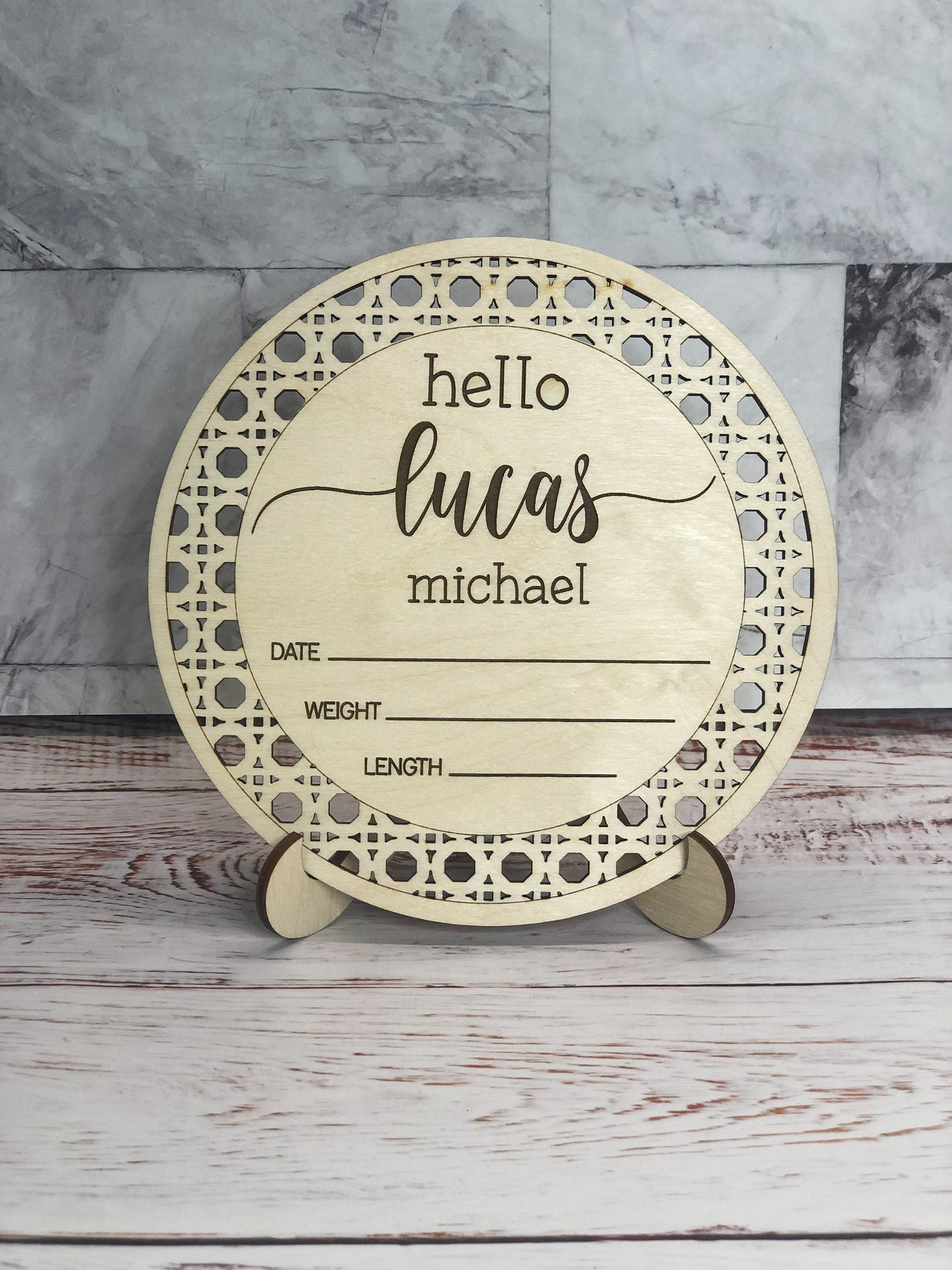 Rattan Baby Birth Stats | Milestone Photo Prop | Newborn Photo