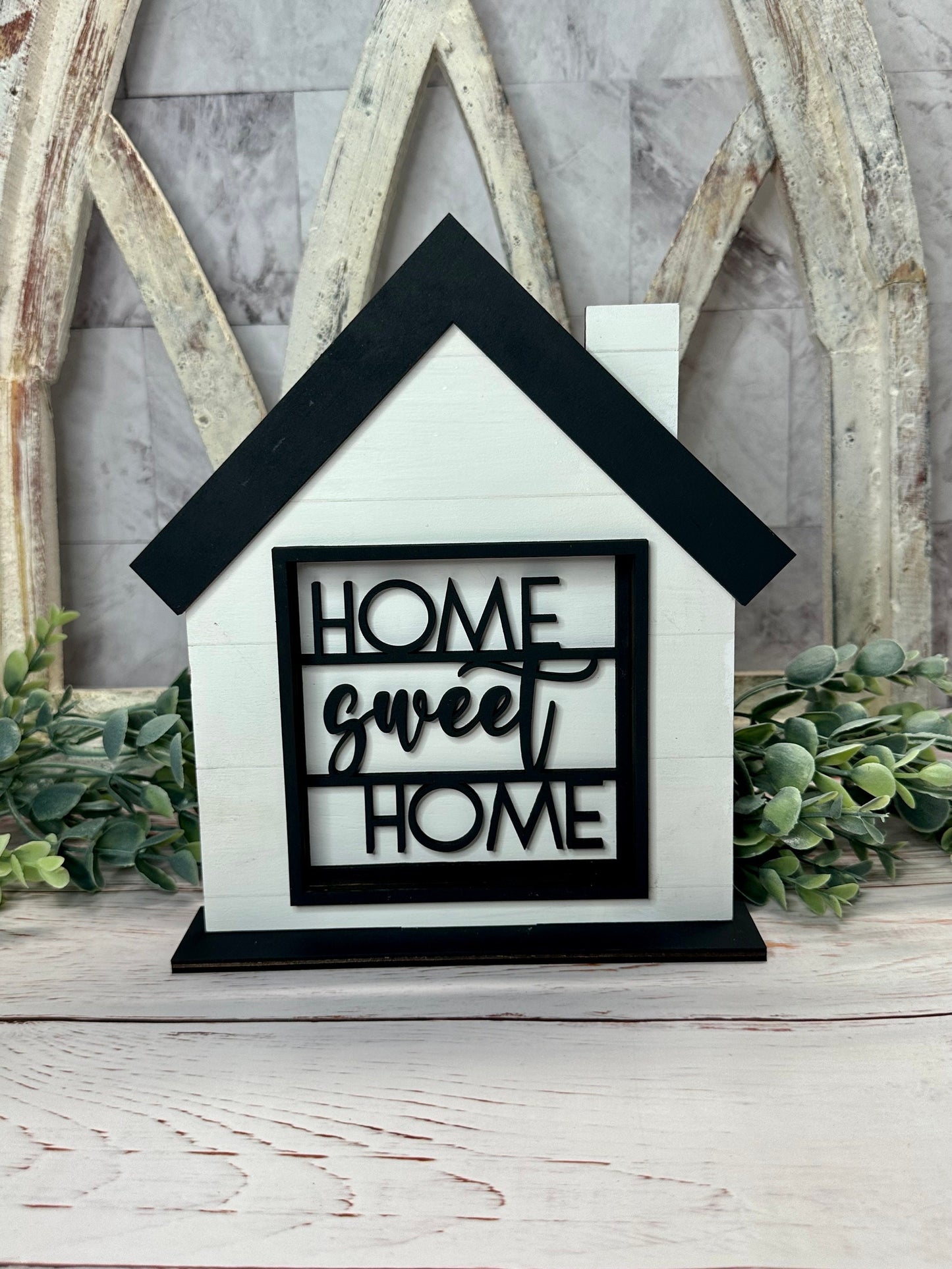 Interchangeable House, Home Decor, Thankful and Blessed, shelf sitter