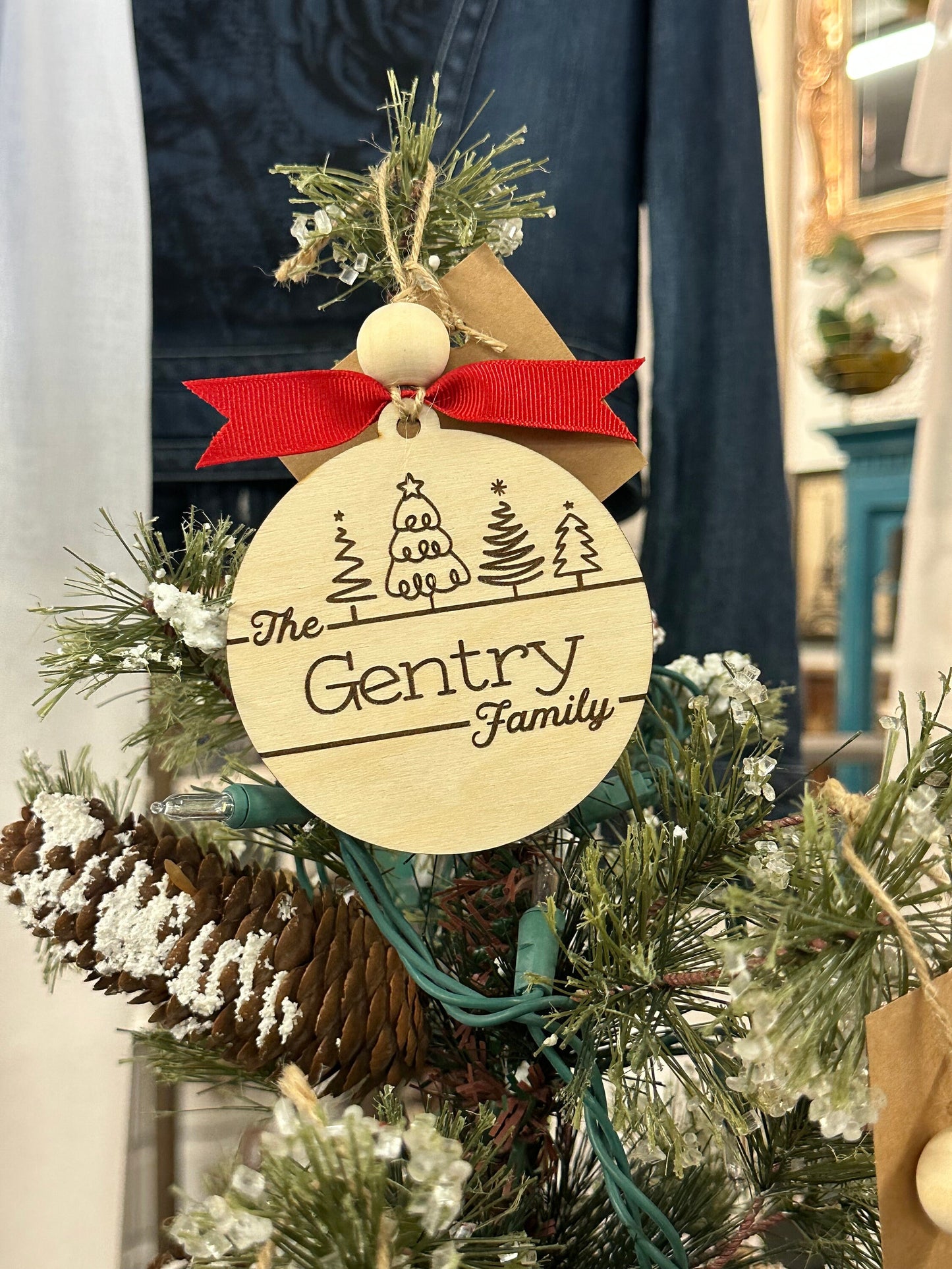 Personalized Family Name Doodle Tree Ornament