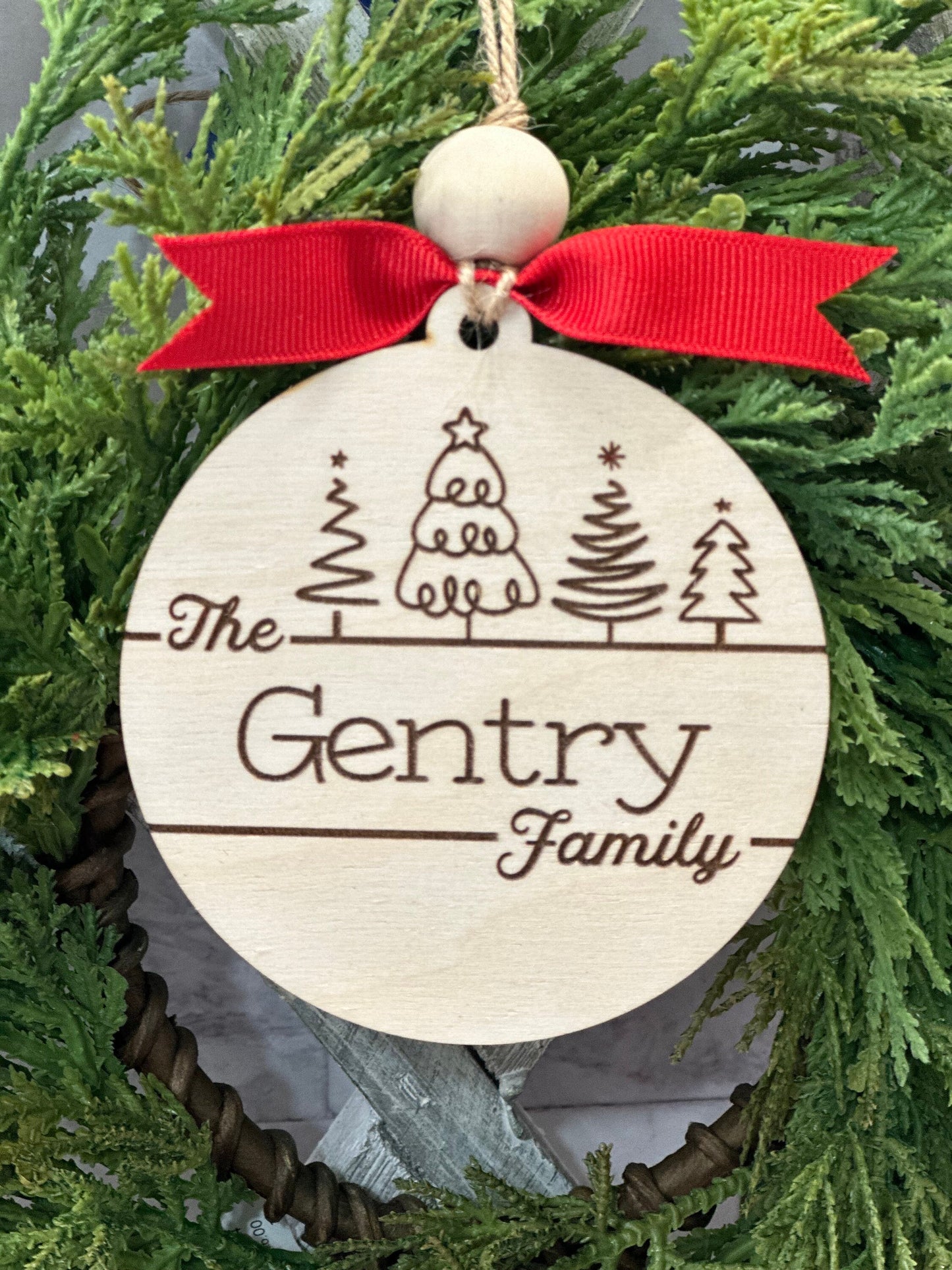 Personalized Family Name Doodle Tree Ornament