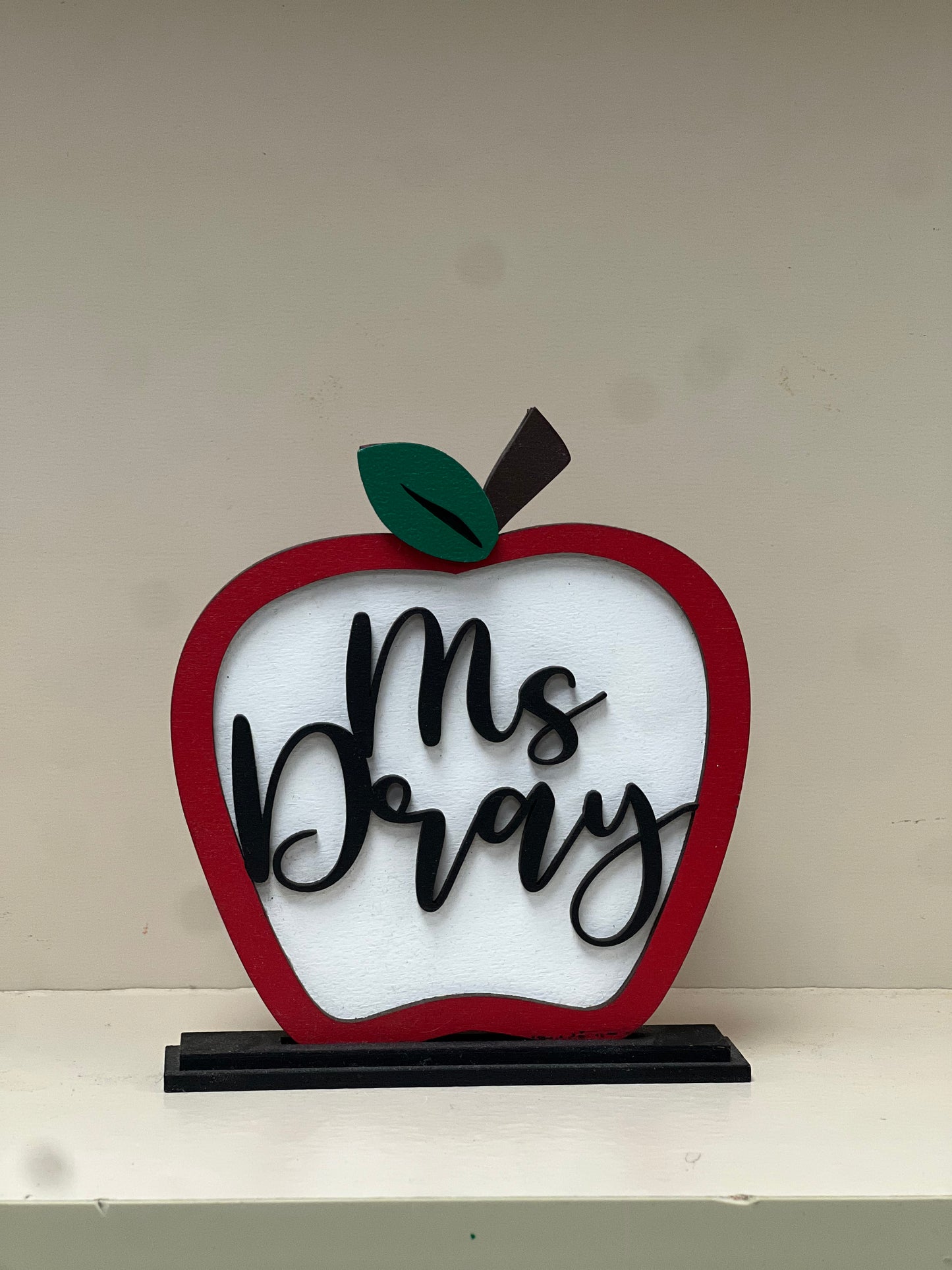 Apple Personalized teacher name sign shelf desk sitter, teacher appreciation gift