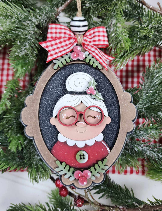Framed Mrs Clause  Painted Ornament