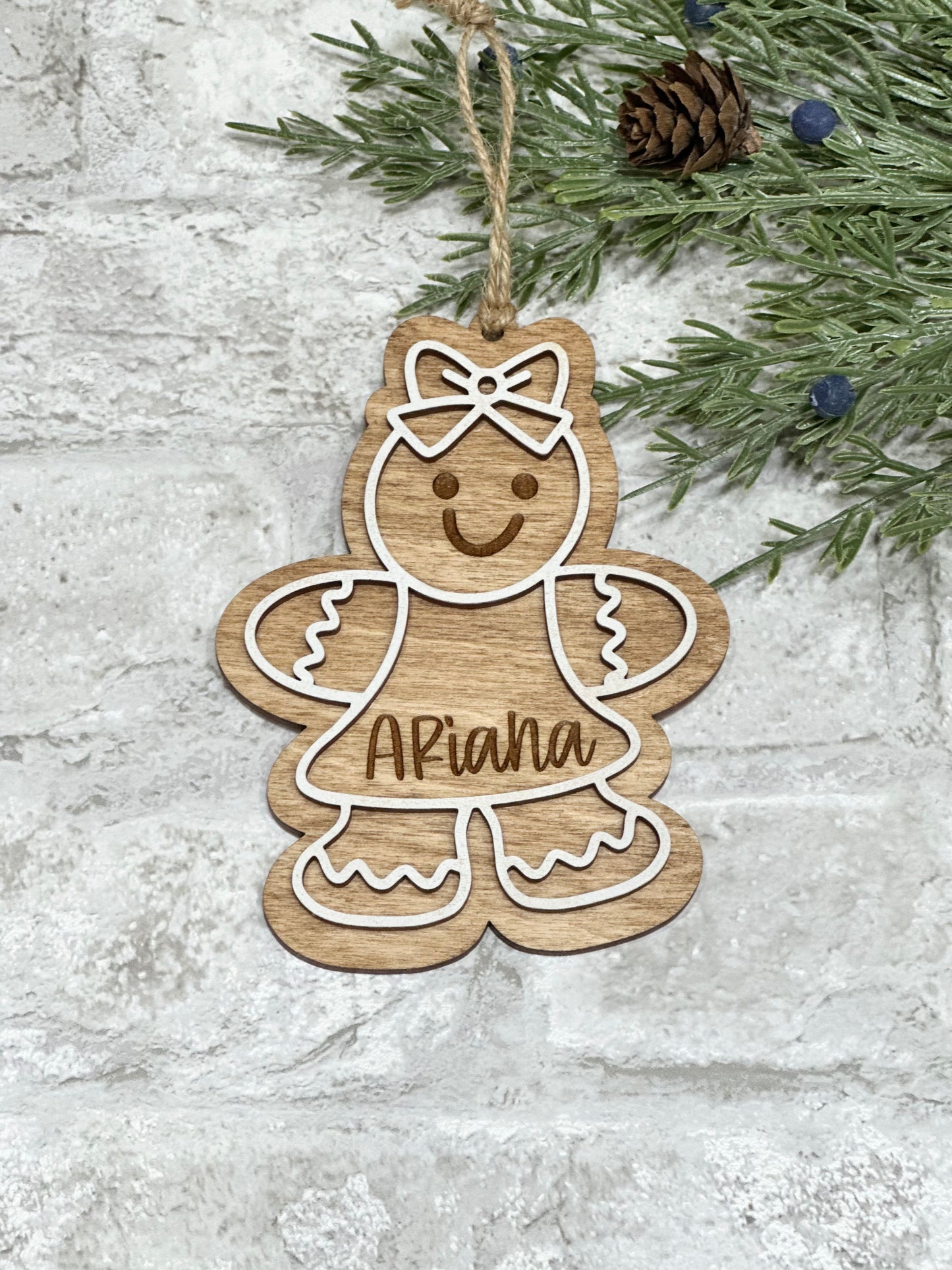 Personalized Gingerbread Girl Christmas Ornament