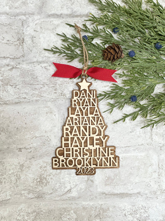 Personalized Family Name Tree Christmas Ornament