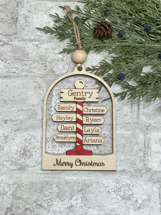 Personalized Family Christmas Sign Ornament