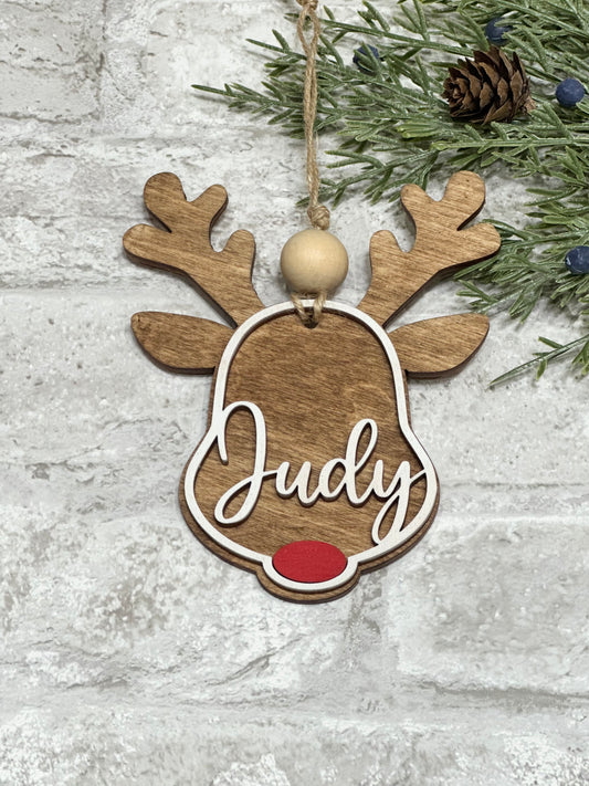 Personalized Reindeer Christmas Ornament