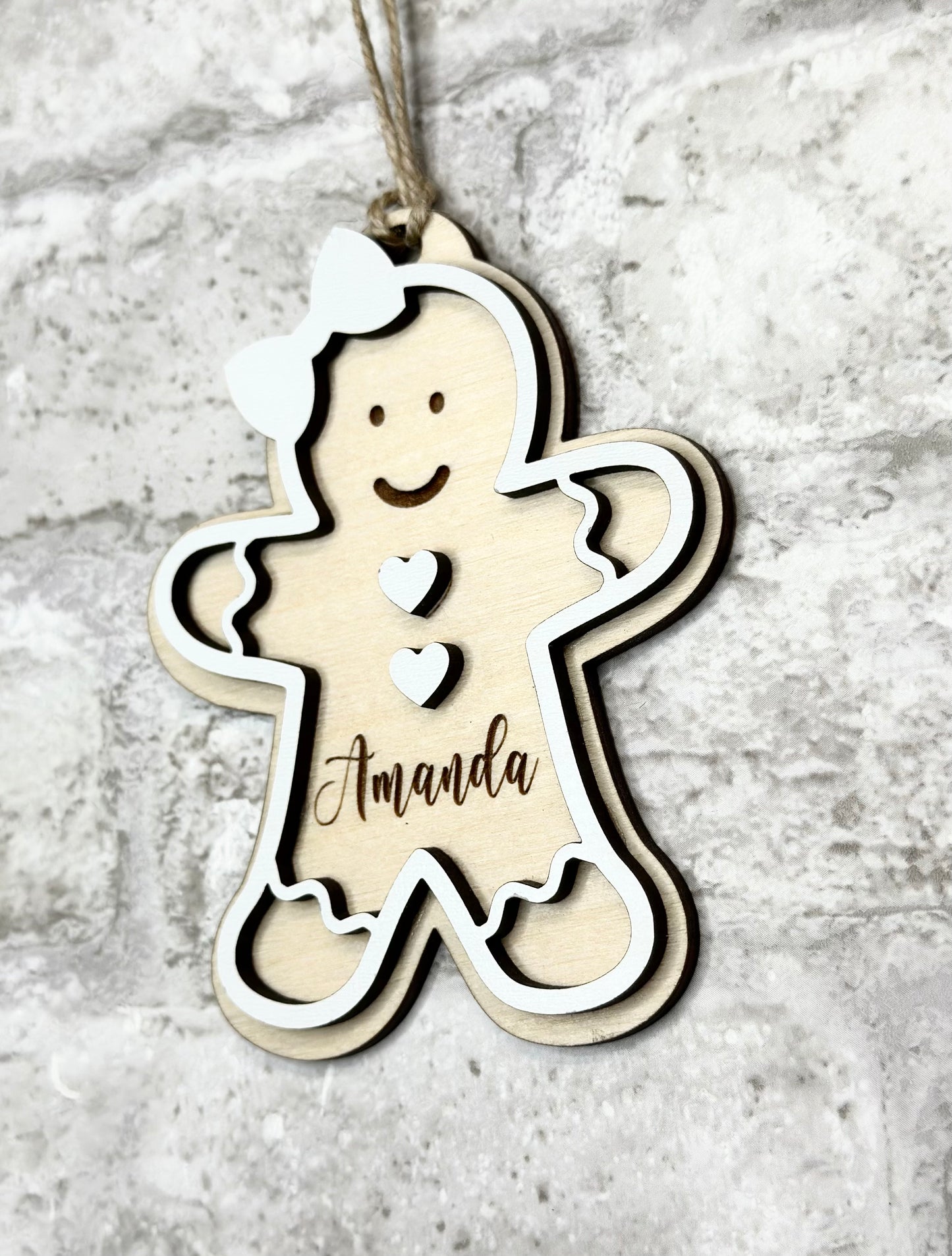 Personalized Gingerbread Christmas Ornament Boy or Girl