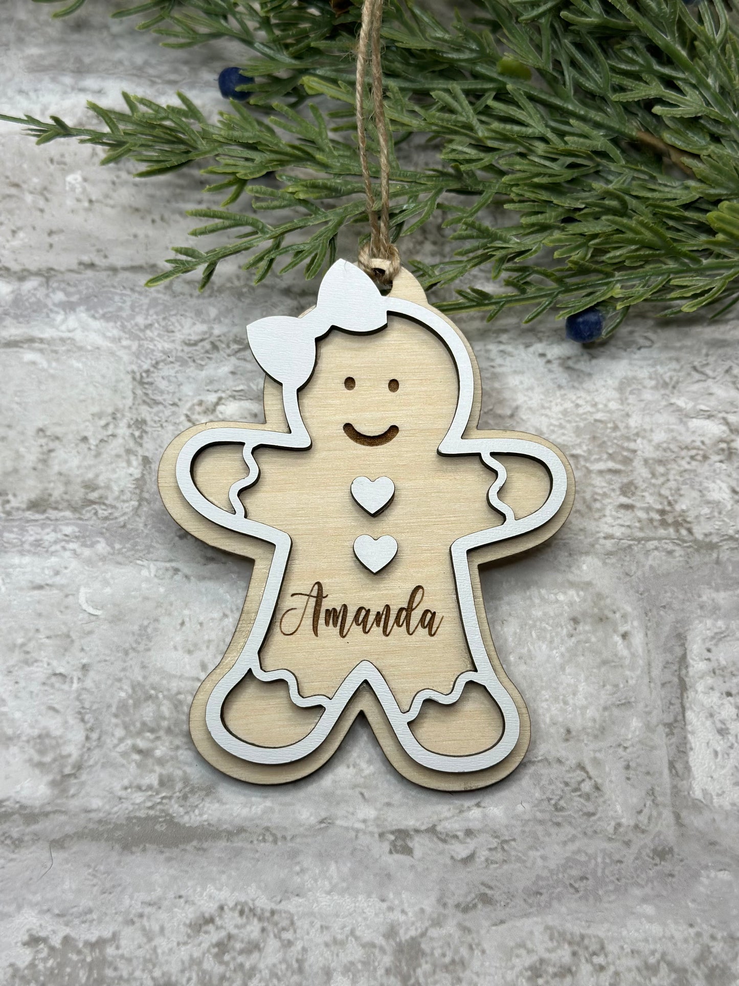 Personalized Gingerbread Christmas Ornament Boy or Girl