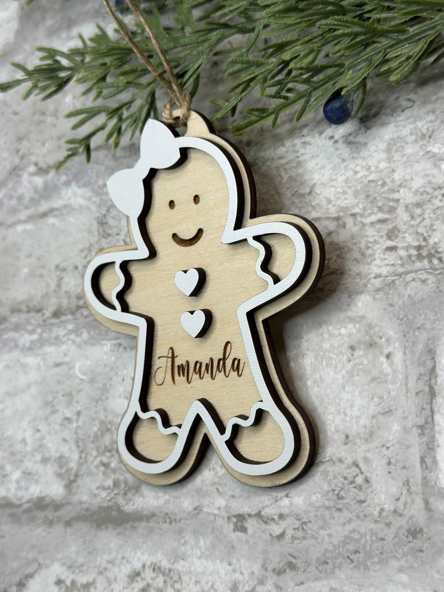 Personalized Gingerbread Christmas Ornament Boy or Girl
