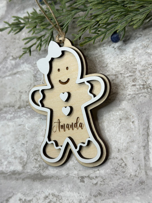 Personalized Gingerbread Christmas Ornament Boy or Girl