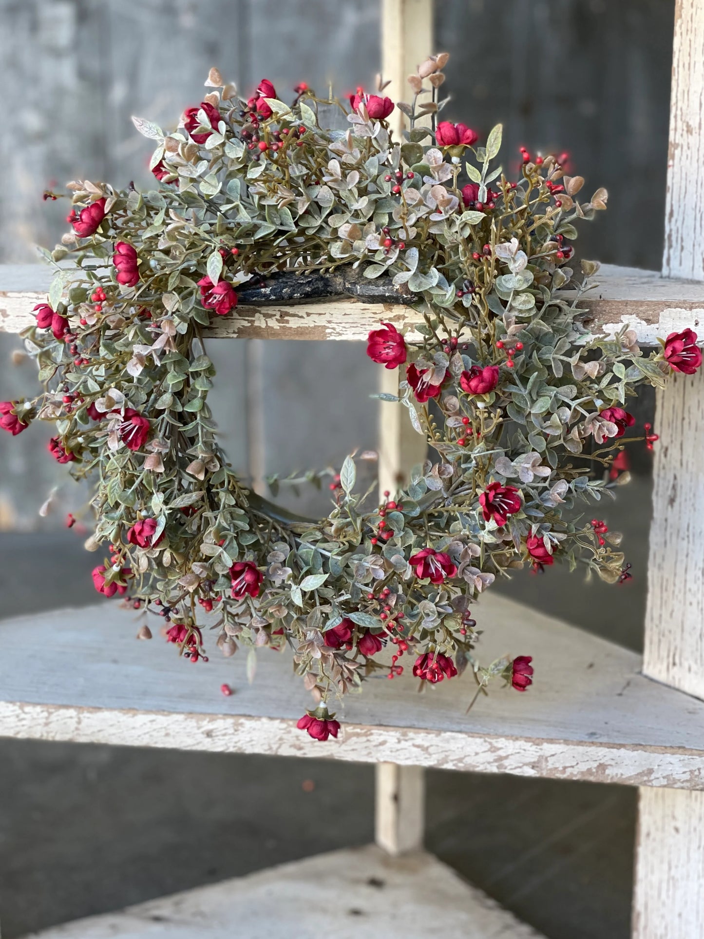 Chalice Blooms Candle Ring - Dark Red 6"