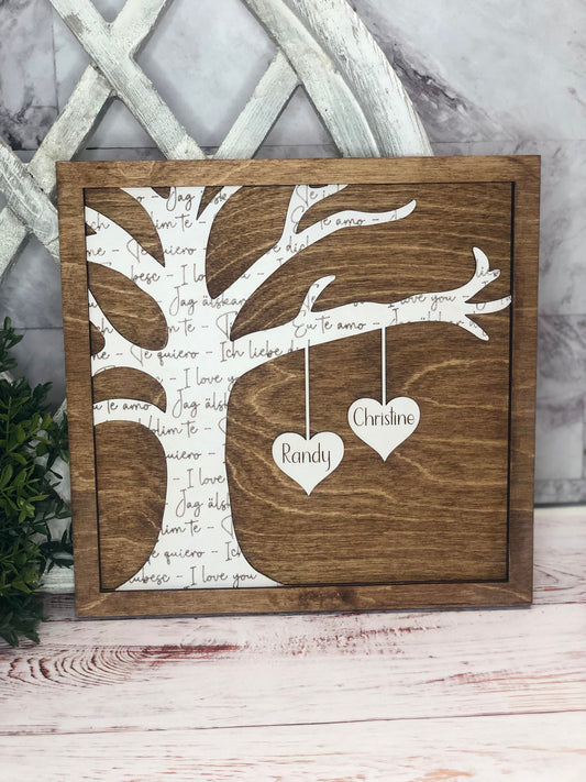 Love Tree | Tree Shelf Sitter Sign | Wedding Gift | Love Language