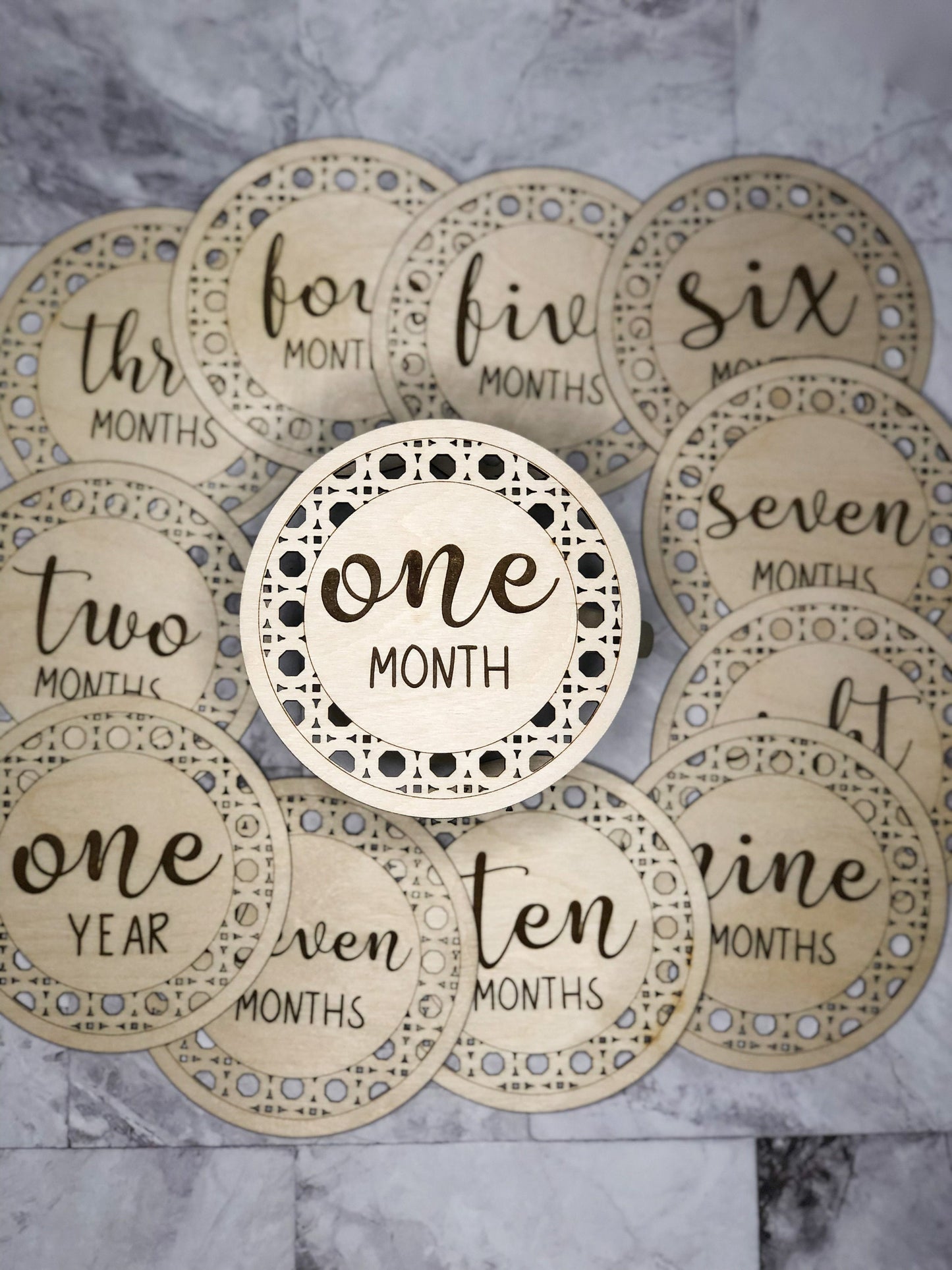 Rattan Baby Photo Milestones | Milestone Photo Prop | Newborn Photo