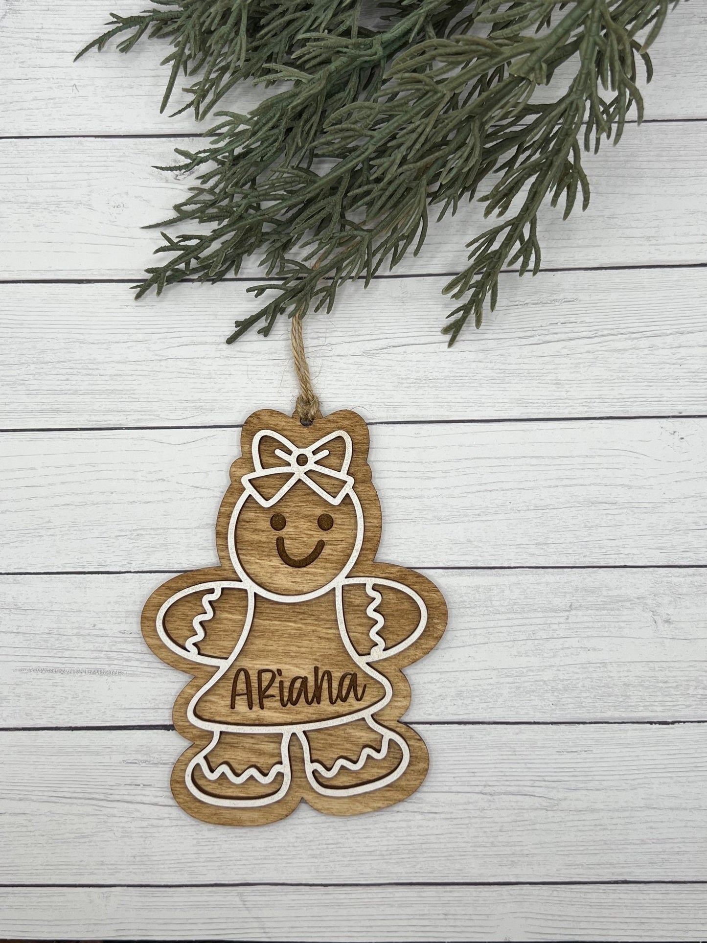 Personalized Gingerbread Girl Christmas Ornament