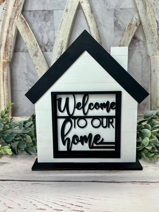 Interchangeable House, Home Decor, Thankful and Blessed, shelf sitter